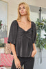Curvy Celeste Metallic Twist Top