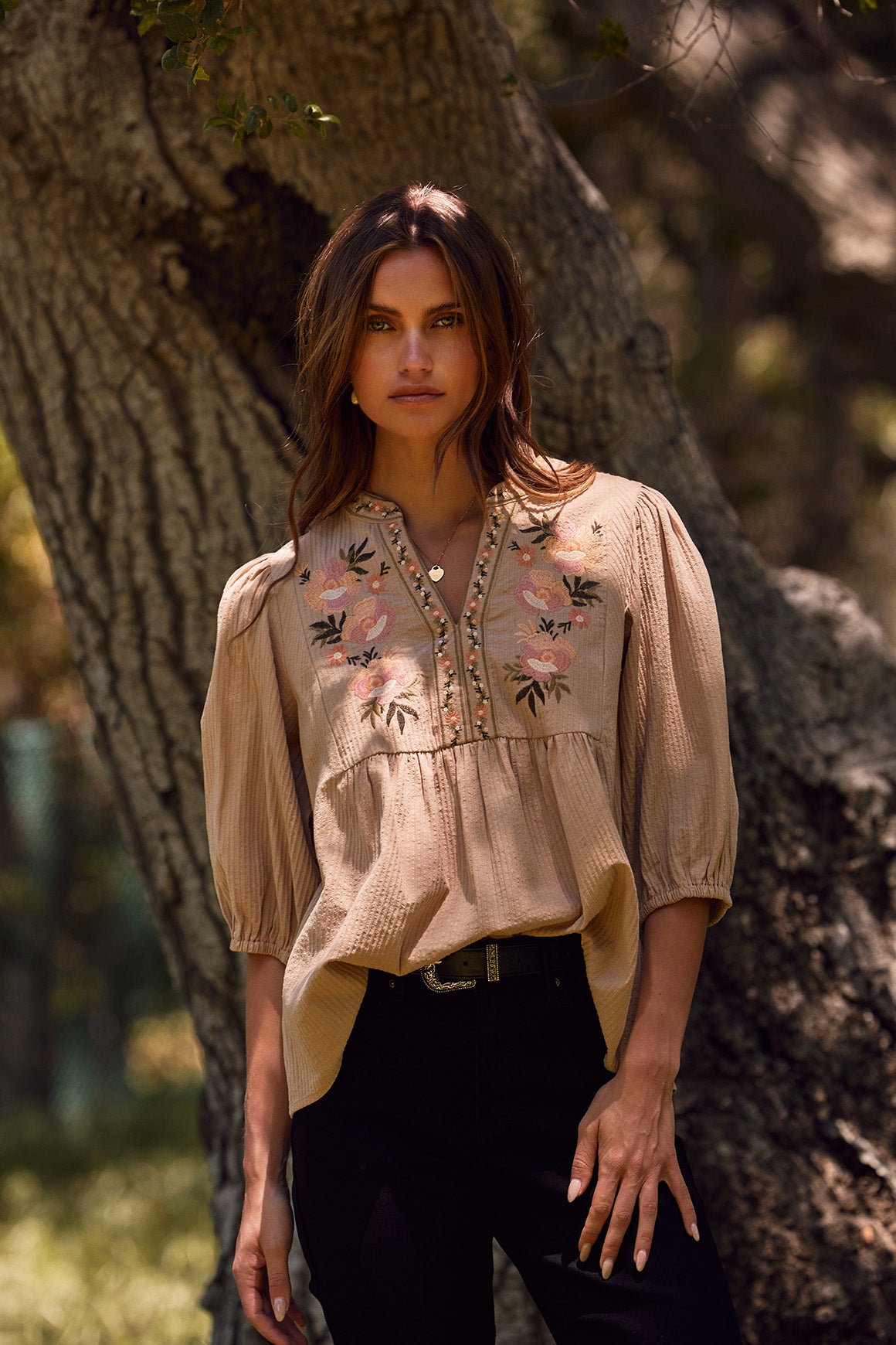 Curvy Gold Thread Textured Blouse