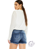 Liana High-Rise Frayed Hem Denim Shorts by Kan Can