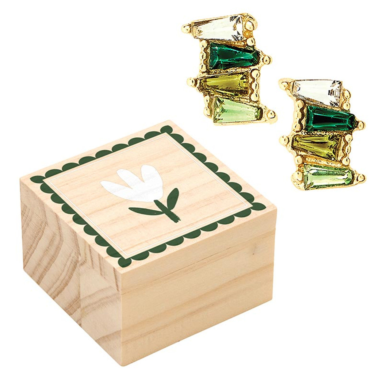 Treasure Box Earrings - Green