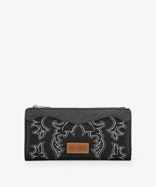 Wrangler Embroidered Boot Scroll Wallet
