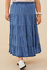 Curvy Blue Belle Tiered Skirt
