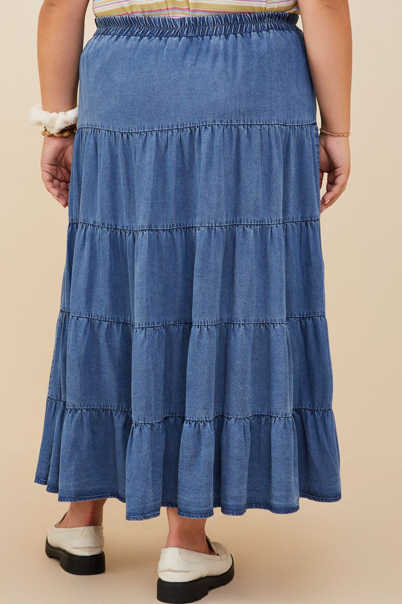 Curvy Blue Belle Tiered Skirt