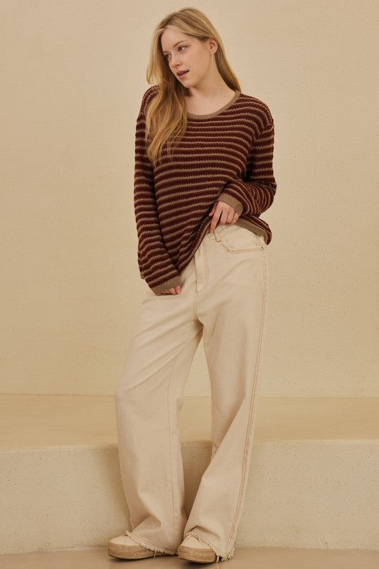 Mocha Drift Striped Sweater