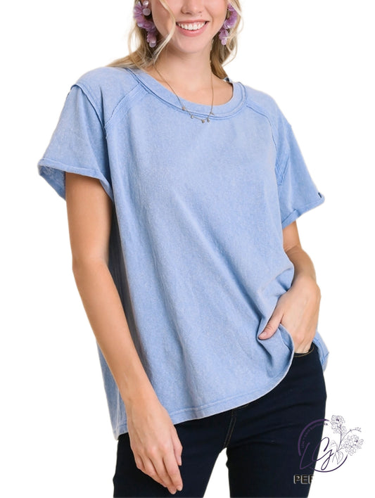 (Sale) Mineral Wash Linen Blend Top