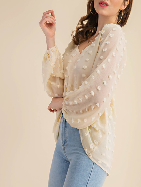 (Sale)Setting It Straight Balloon Sleeve Blouse