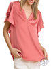 (Sale) Let's Later Satin Short Sleeve Blouse