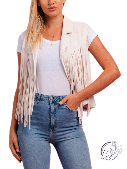 (SALE) Light It Up Fringe Faux Suede Vest