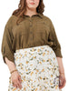 Curvy Faded Fern Button-Up Tencel